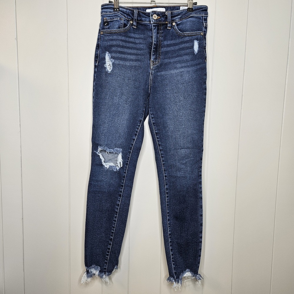 KanCan Jeans 7/27 Distressed Shark Bite Bottoms‎ High Rise Skinny Jeans Women's